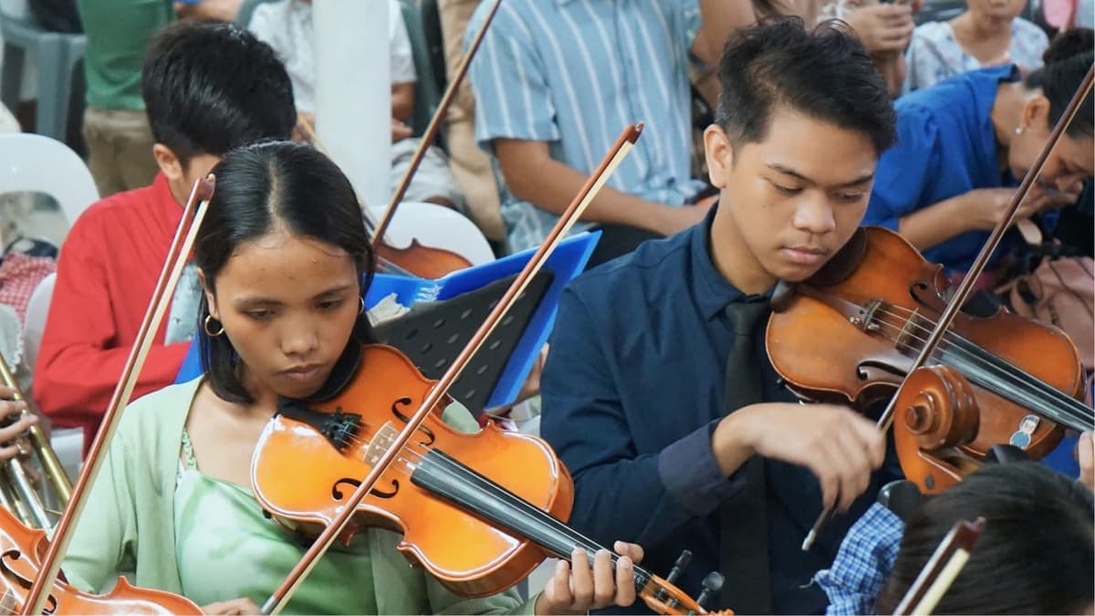 Violins in the mini orchestra