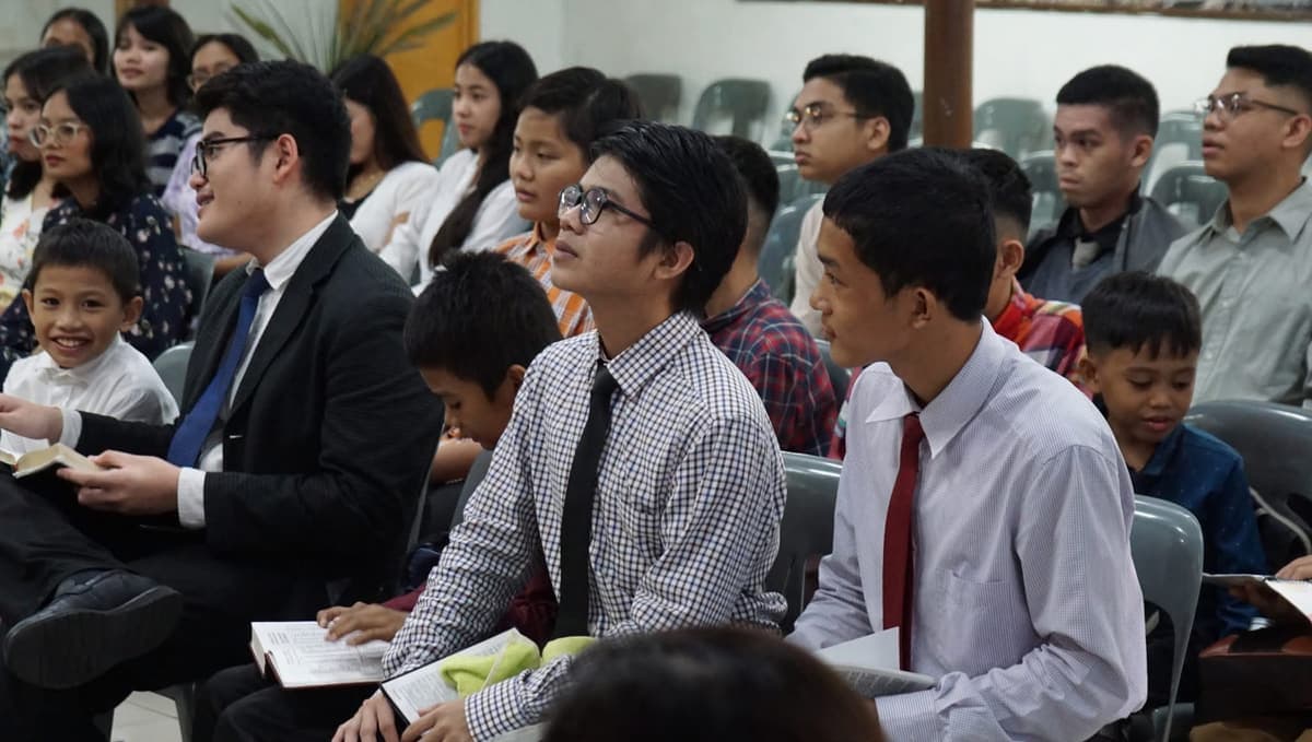 With Bibles open at the youth fellowship